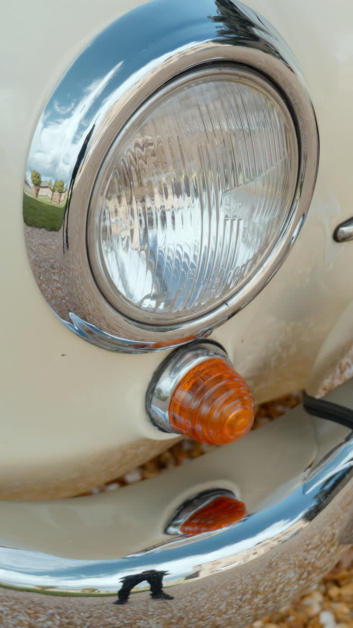 Close-up of a Vintage Car Headlight