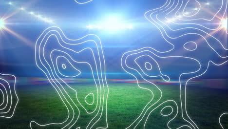animación de isohypses que se mueven sobre el estadio deportivo por la noche