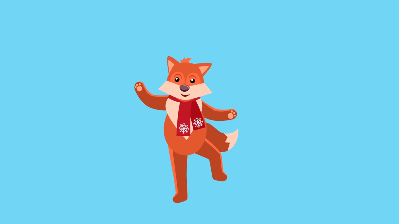 Cartoon Little Fox Flat Christmas Character Music Dance Animation Includes Matte