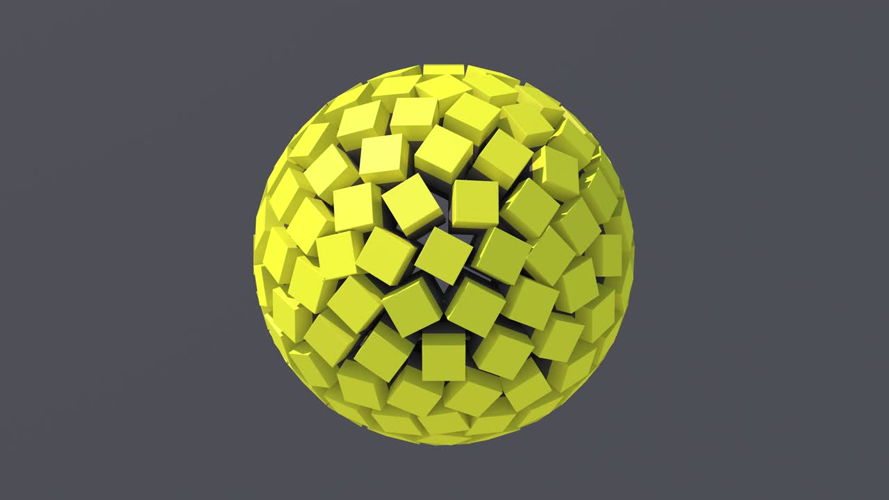 Abstract sphere with yellow and gray cubes. 3d render.