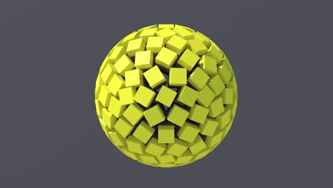 abstract sphere with yellow and gray cubes. 3d render.