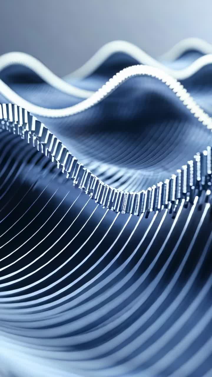 Vertical video: Reacting to left edge wave motion, parallel rods waving in studio, with wave crest