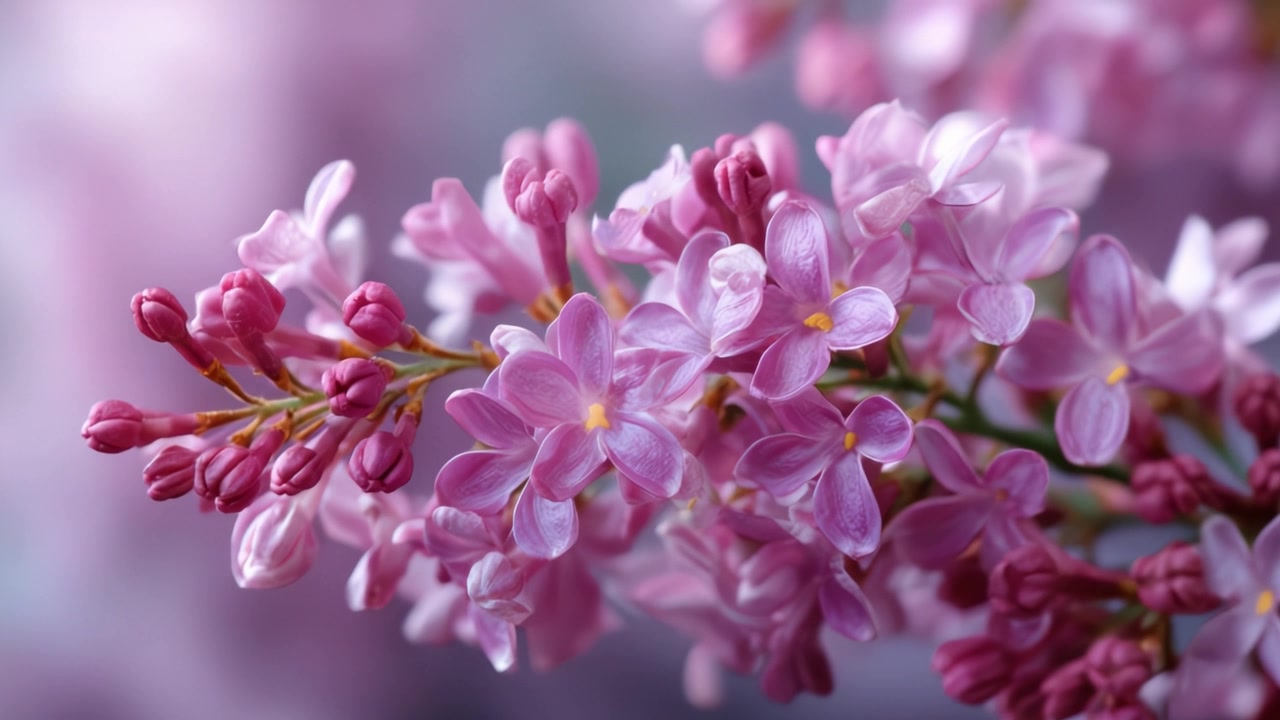Close-Up Menakjubkan Bunga Lilac Menampilkan Kelopak Halus dan Warna Cerah dalam Rangkaian Bunga yang Mempesona