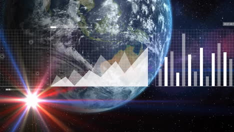 Animation-Der-Datenverarbeitung-über-Globus-Und-Statistiken