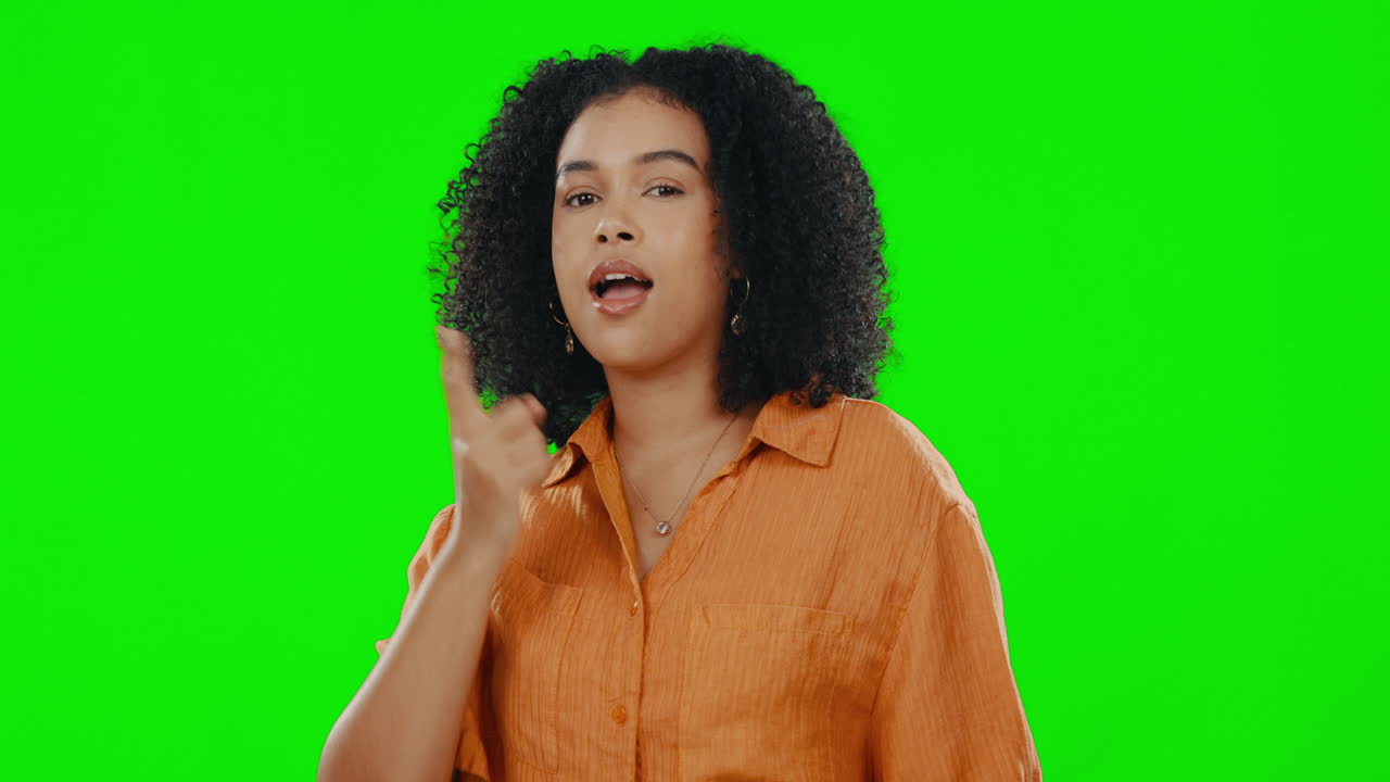 Phone call, hand gesture and portrait of happy