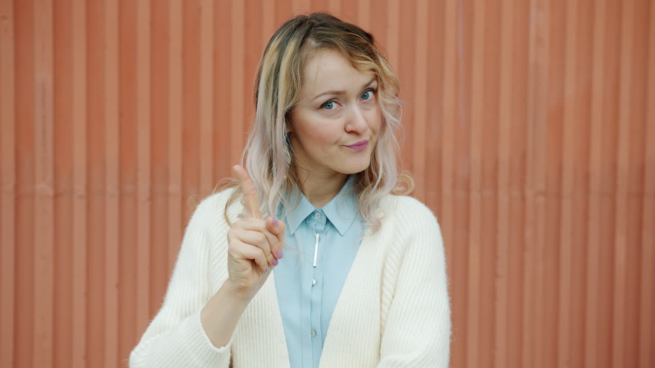 Woman with disapproving expression