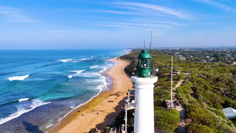 aerial view of a lighthouse and coastal scene