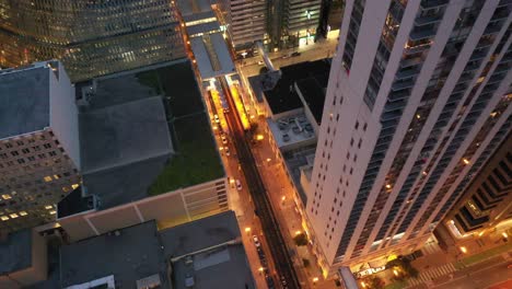 Chicago-Illinois-aerial-view---city-at-dusk