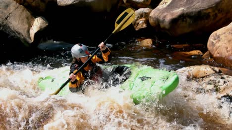 kayaker rafting in river 4k