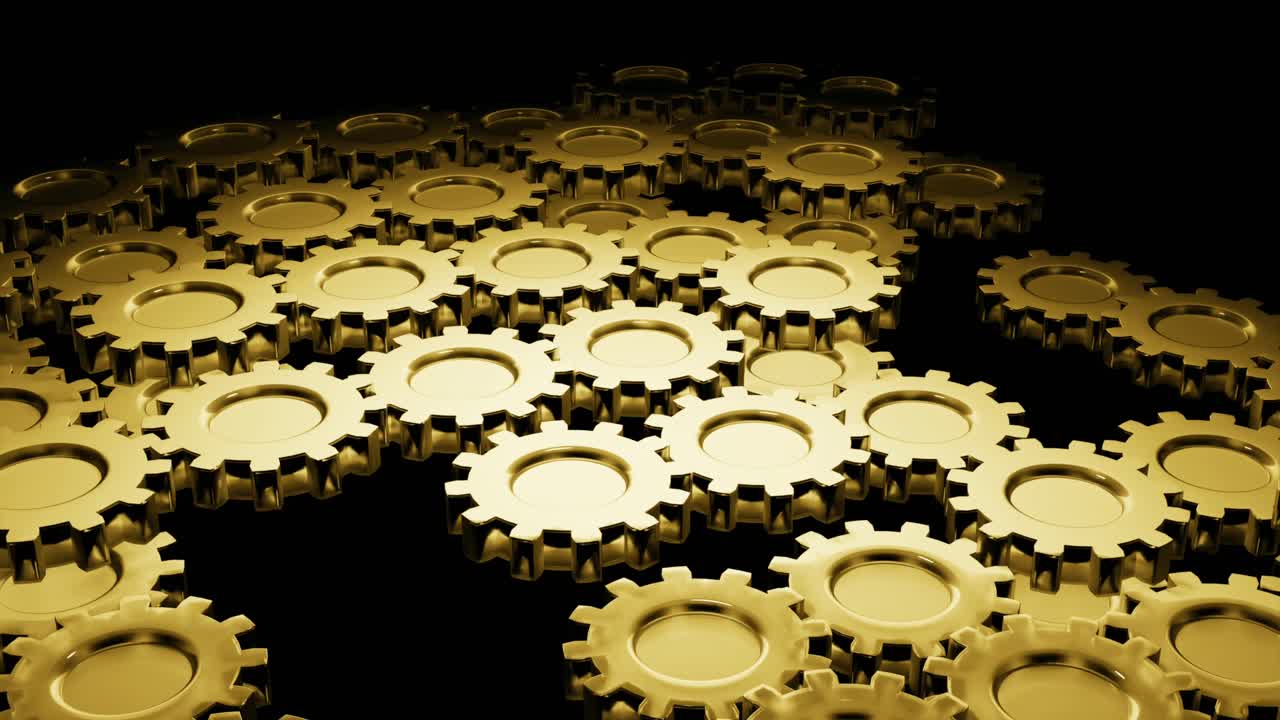 золотые шестерни на черном фоне