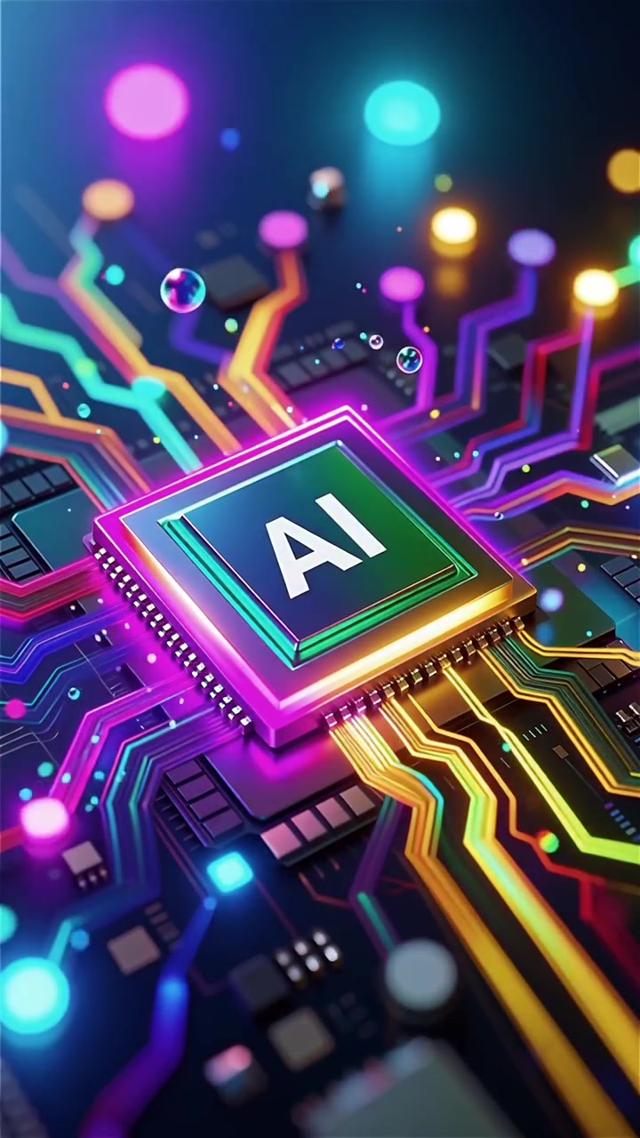 Futuristic AI Chip Motherboard Technology Background