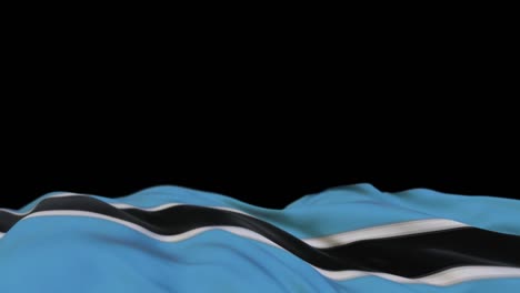 botswana fabric flag waving on the wind loop. botswana embroidery stitched cloth banner swaying on the breeze. half-filled black background. place for text. 20 seconds loop.