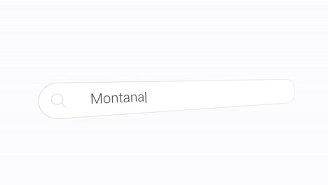 searching montana in computer browser - landlocked state in mountain west. closeup shot