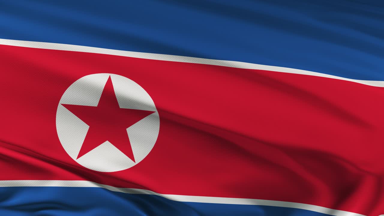 la bandera de corea del norte ondeando en el viento seamles loop animación 3d. resolución 4k.