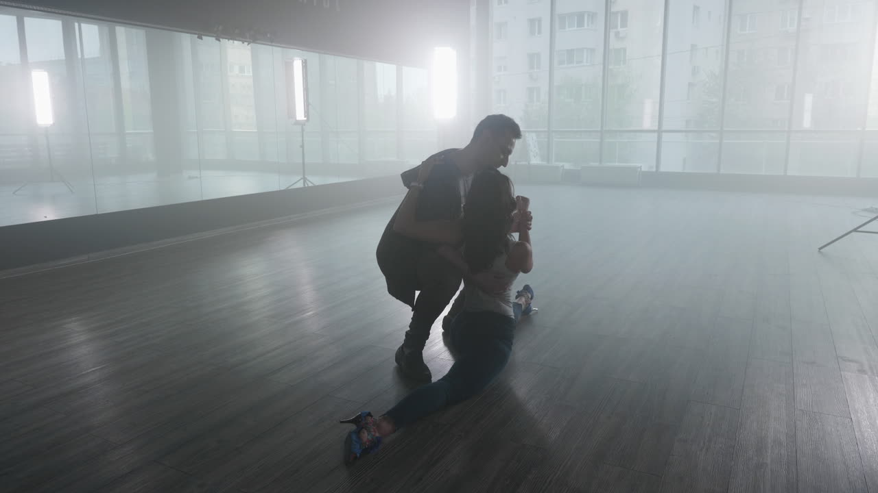 Romantic Couple Dancing in Studio