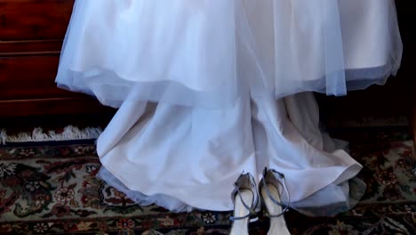 wide shot of  bride - bridemaid wedding dress