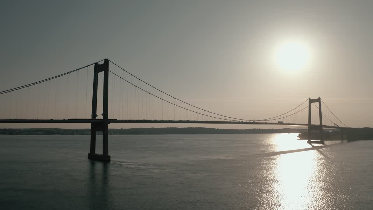 Drone footage of Lilleb&aelig;lt Bridge in Middelfart