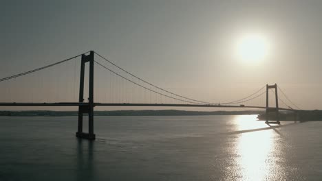 Drone-footage-of-Lillebælt-Bridge-in-Middelfart
