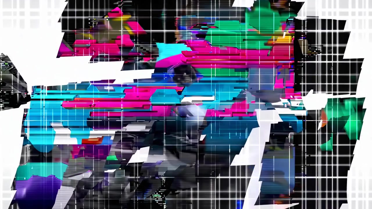 Dynamic Digital Glitch Effect with Colorful Pixels and Lines
