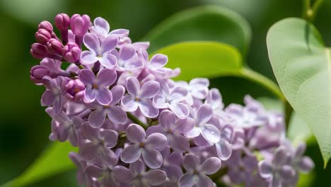 captivating lilac blooms: a close-up journey through the delicate petals and lush green leaves, celebrating the beauty of nature in springtime splendor