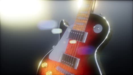 Guitarra-Eléctrica-En-La-Oscuridad-Con-Luces-Brillantes