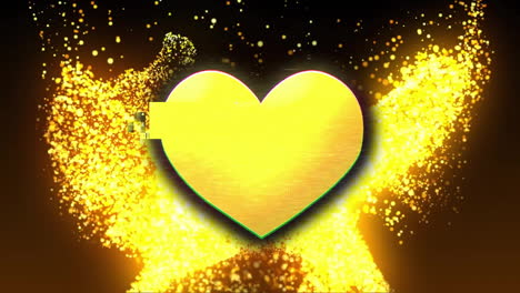 animación del icono emoji del corazón sobre luces brillantes sobre un fondo oscuro