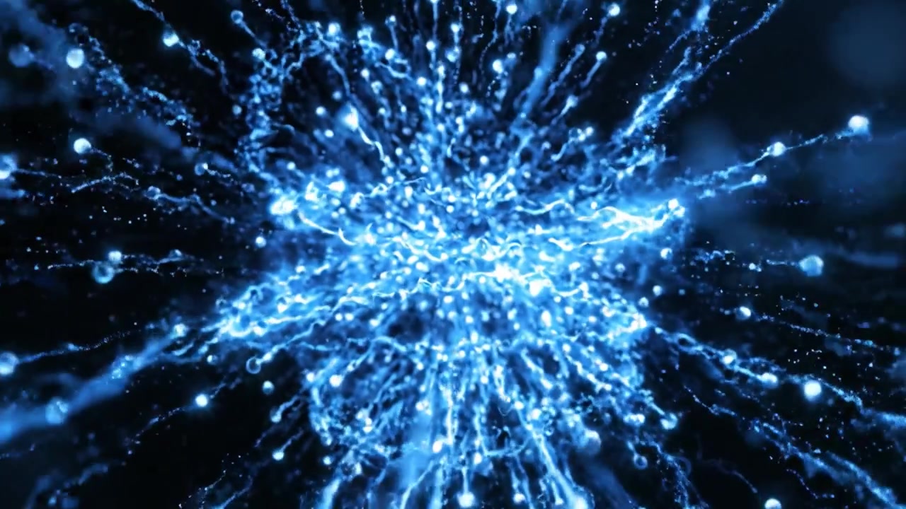 Dynamic Blue Particle Animation: A Captivating Visual Journey Through an Expansive Universe of Light and Motion in Two Stunning Frames