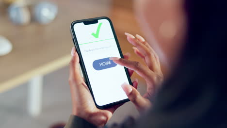 Phone-screen,-woman-hands-and-order-notification