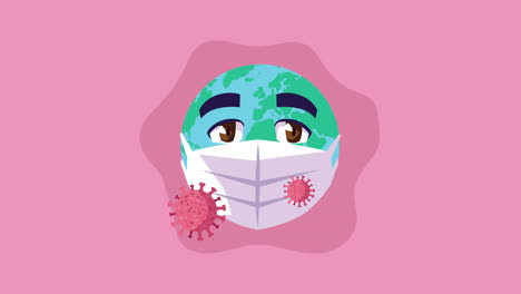 earth planet using face mask comic character