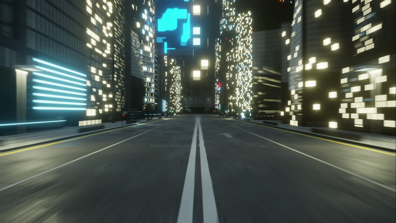 밤 에 미래적 인 도시 풍경