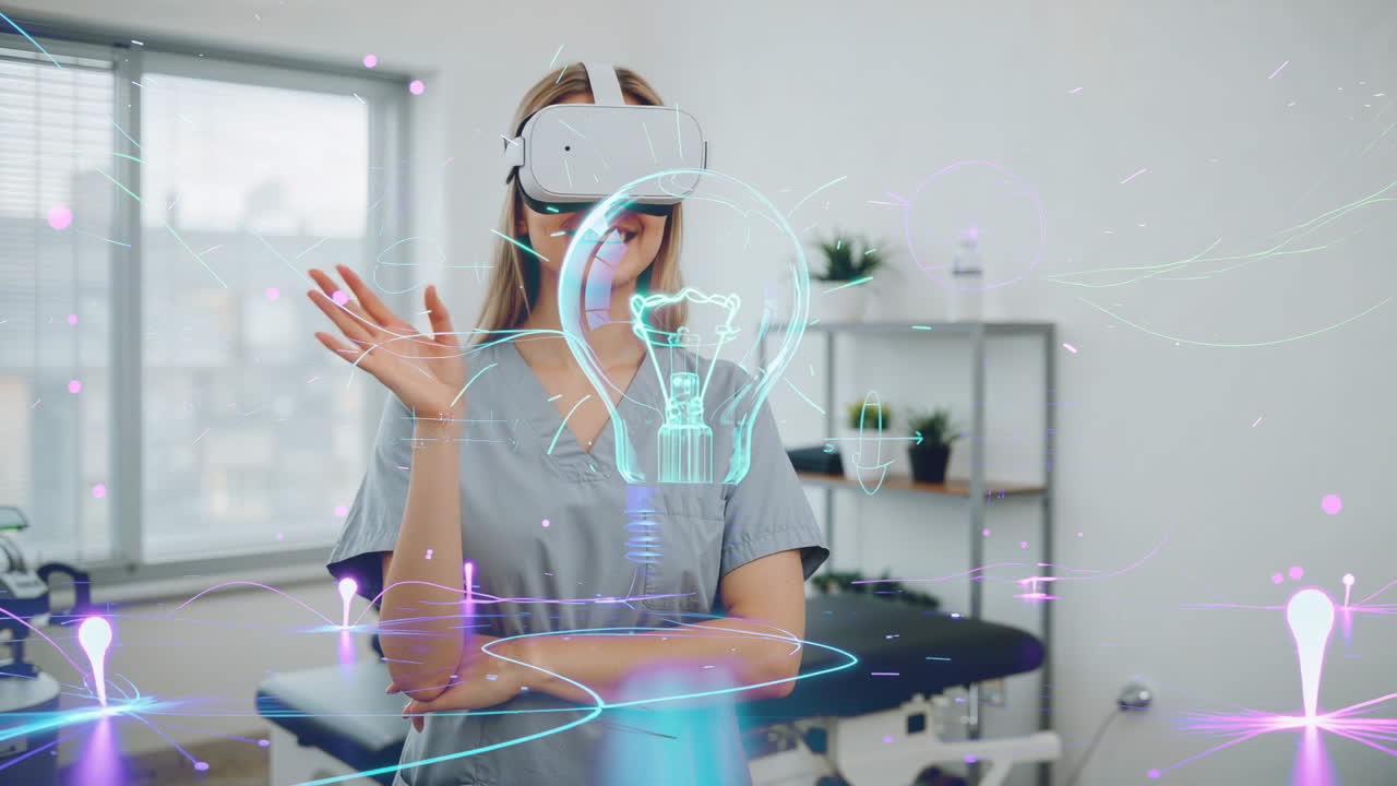 Woman Using Virtual Reality Headset for Healthcare Innovation