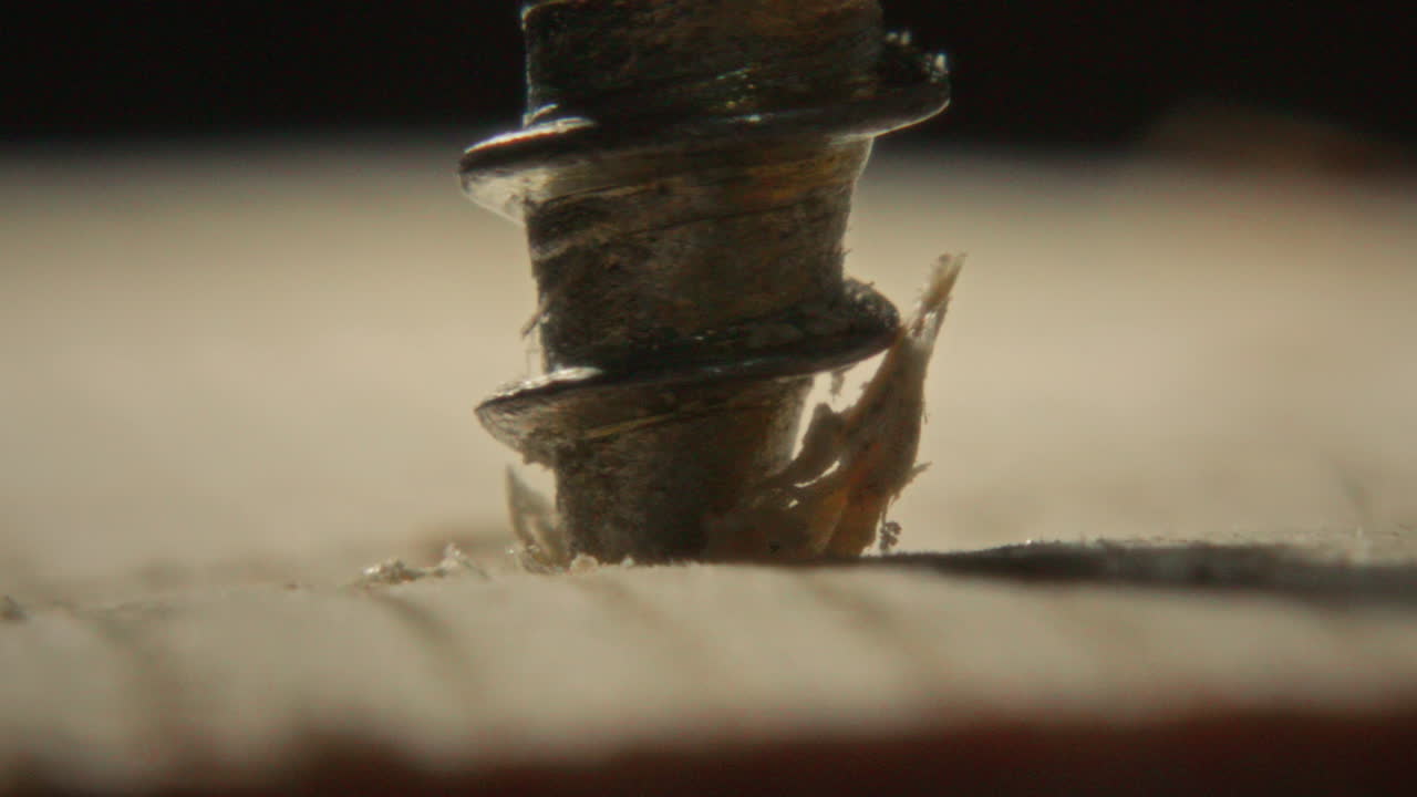 Close Up of Inserting Screw into Wood with Drill Driver