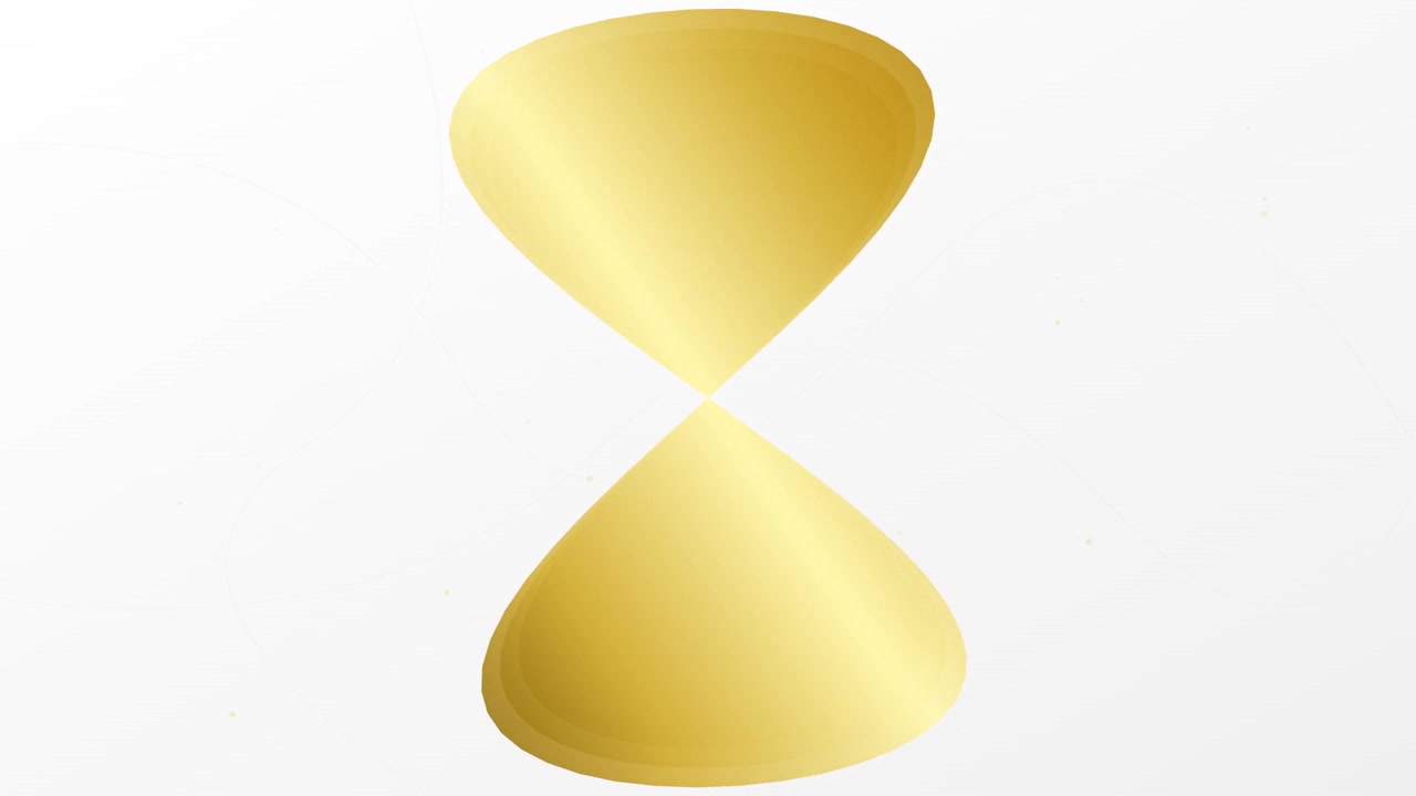 Abstract Golden Hourglass Shape Rotating on White Background