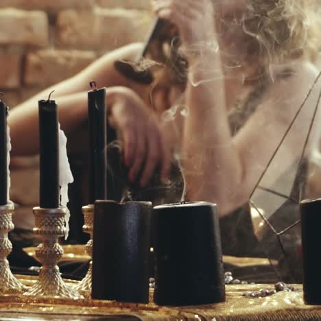witch woman holding candle