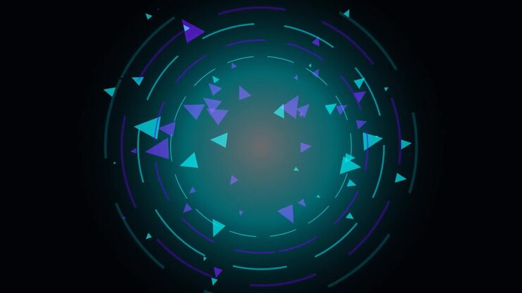 Abstract Motion Graphics with Rotating Geometric Triangles and Circular Lines
