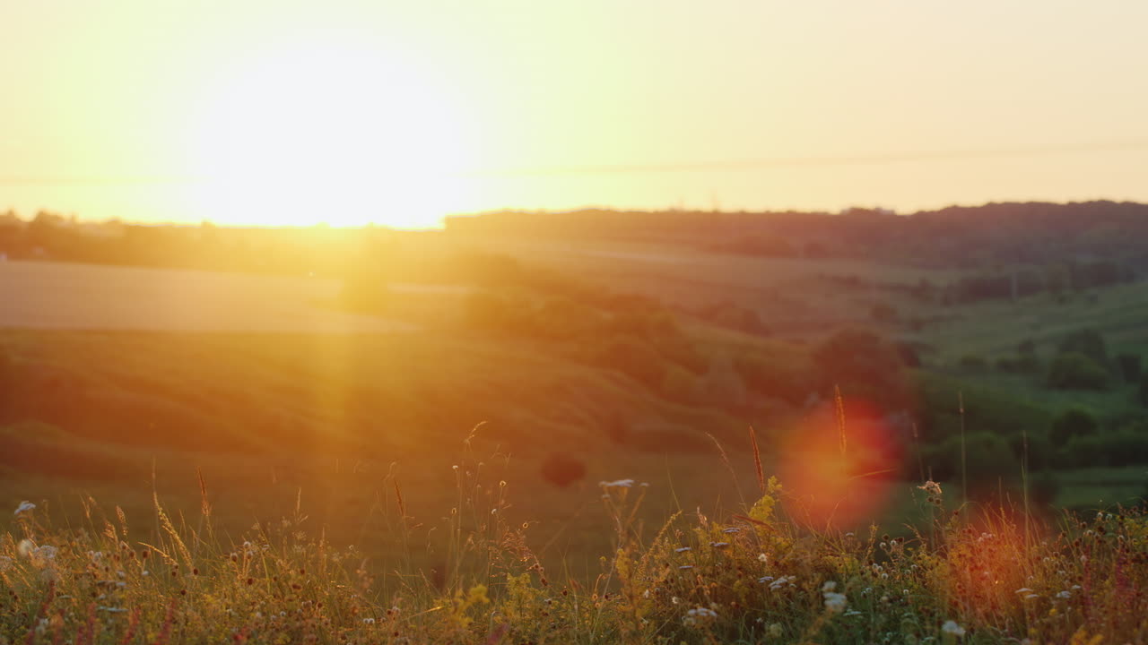 una familia amistosa y enérgica corre para encontrarse con el sol disfruta de hermosos paisajes