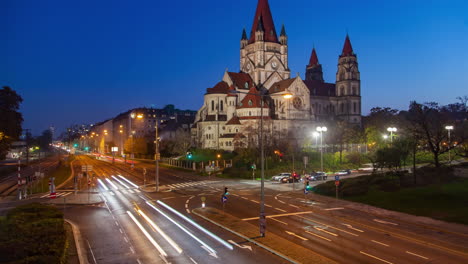 vienna evening: traffic and church