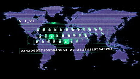 Animation of data processing over world map