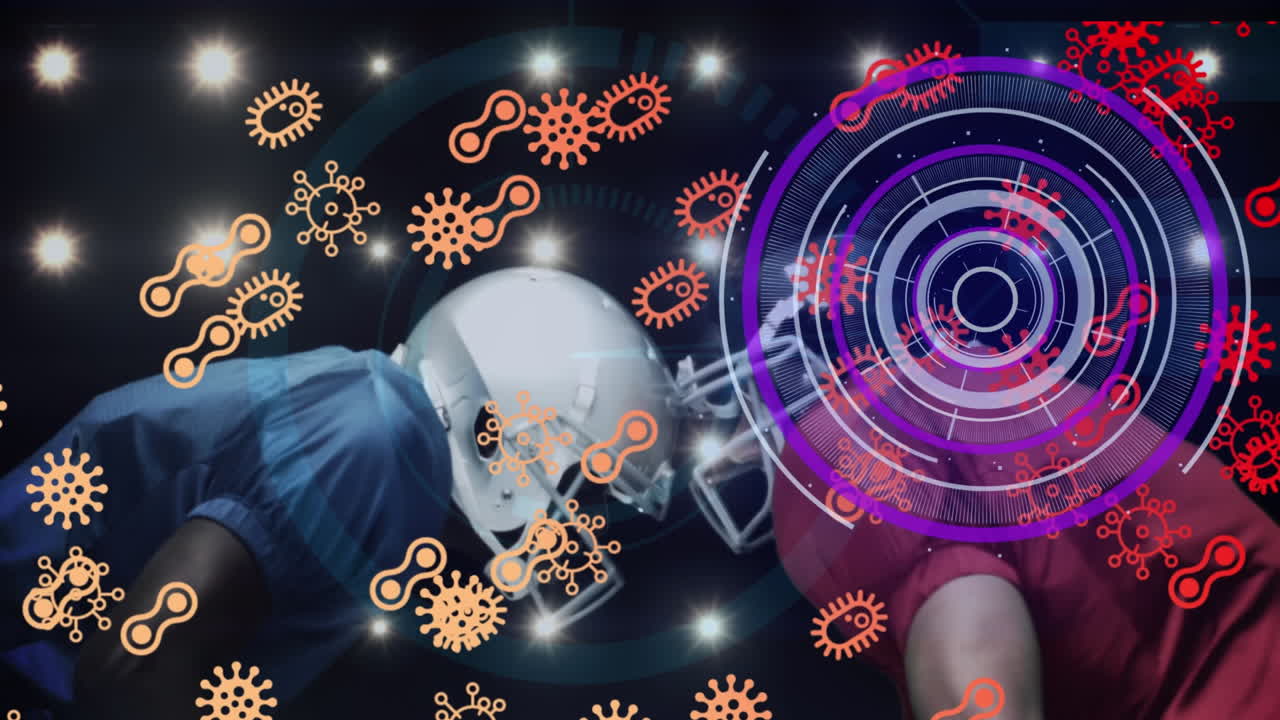 다양한 남성 아메리칸  ⁇ 볼 선수들에 대한 스 ⁇  스캐닝과 팬데 ⁇  아이콘의 애니메이션