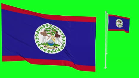 Greenscreen-Schwenkt-Belize-Flagge-Oder-Fahnenmast