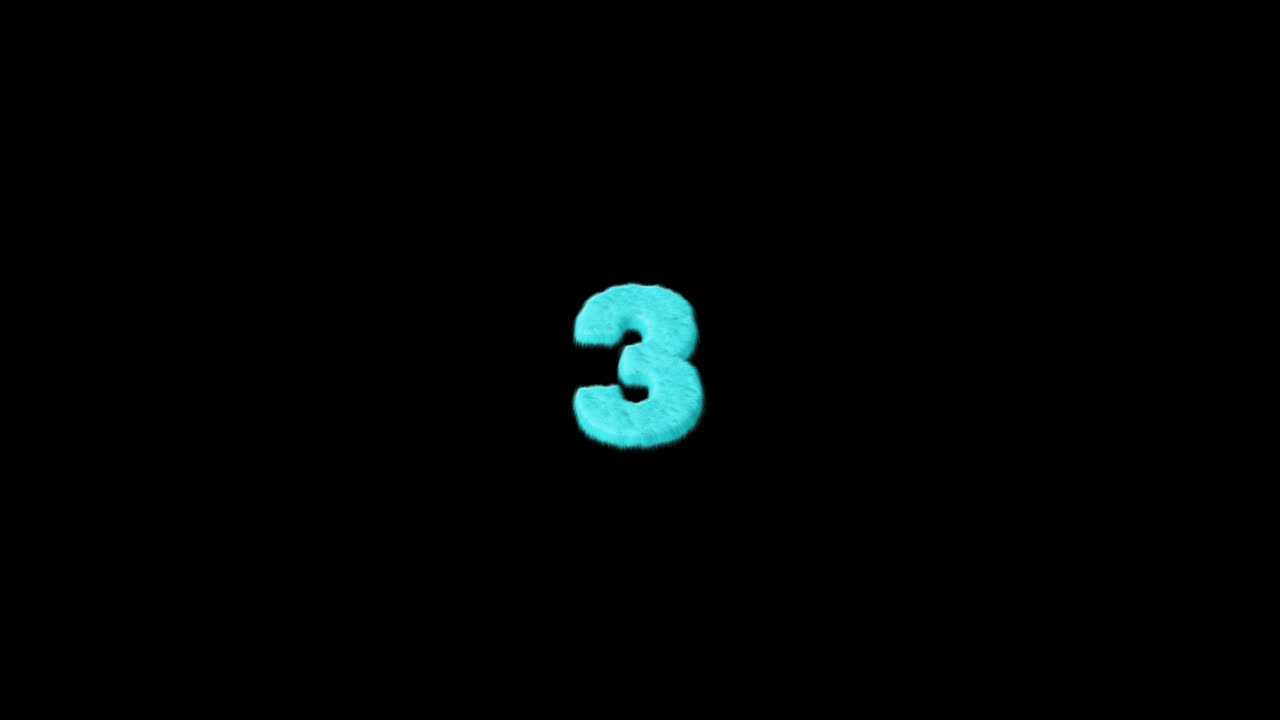Numero turchese 3 su sfondo nero