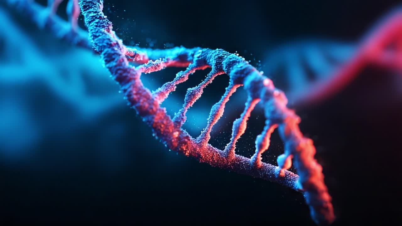 Exploring the Fascinating World of DNA: A Visual Journey Through Double Helixes in Striking Colors and Luminous Particles Representing Genetic Material