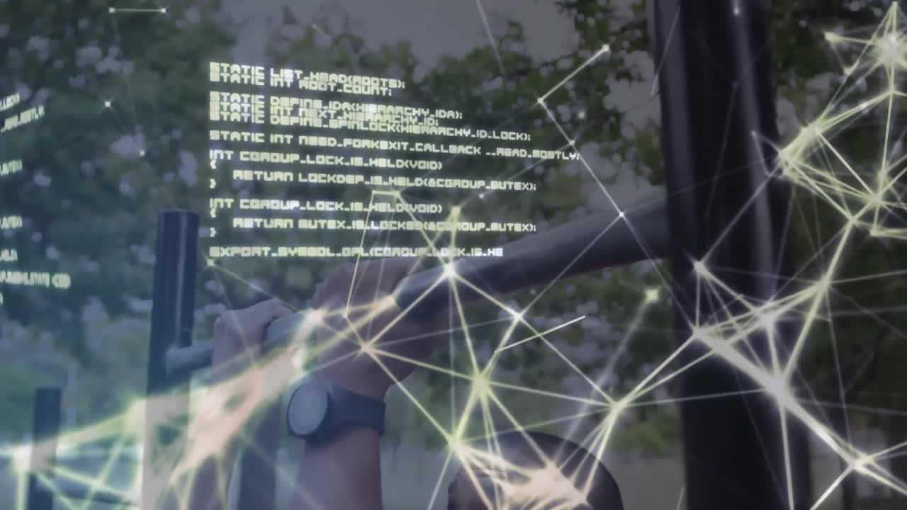 animazione della rete di comunicazione globale e elaborazione dei dati sugli atleti maschi che si allenano all'aperto