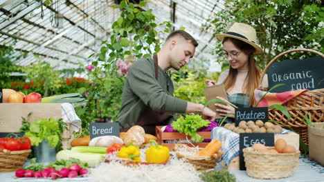 farmers market scene in a greenhouse
