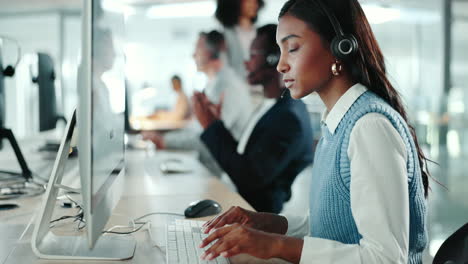 mujer de negocios, centro de llamadas de oficina
