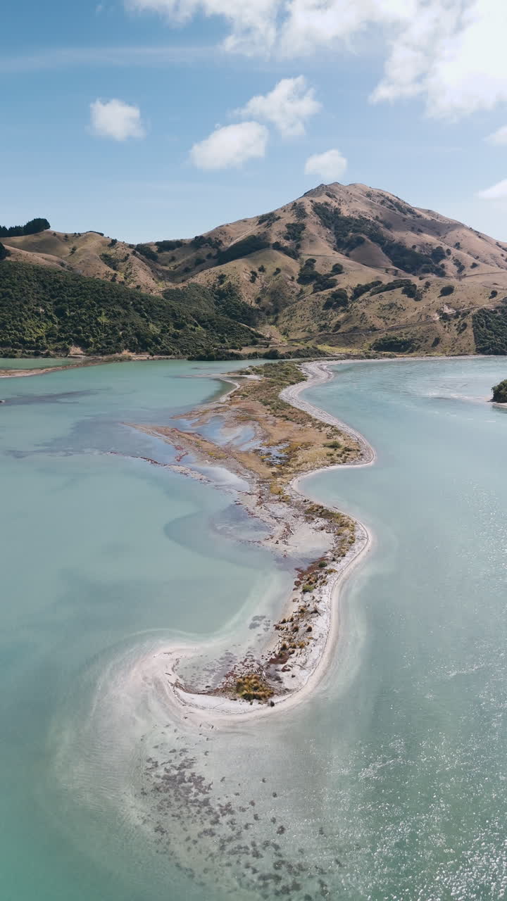Aerial View of Coastal Bay and Island