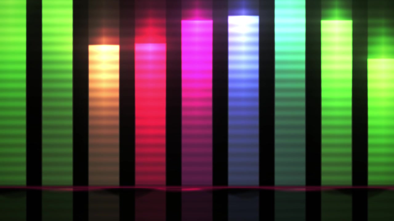 Colorful Digital Audio Equalizer Bars Pulsing on Dark Background
