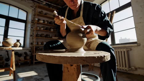 artista de cerámica en el trabajo
