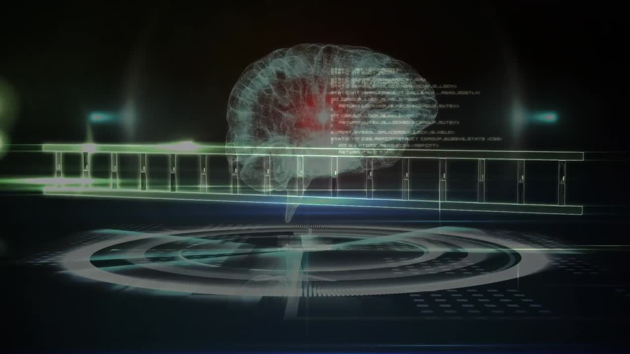 animación de la cadena de adn sobre el procesamiento de datos y el cerebro digital