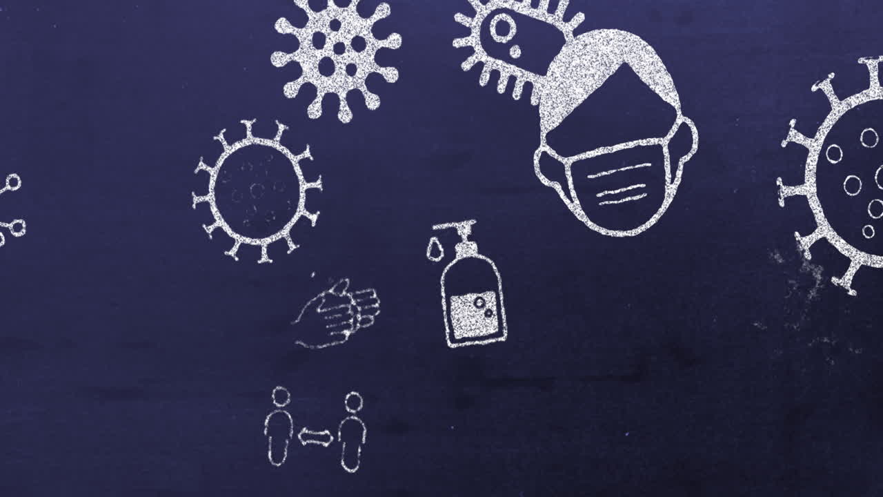 코로나바이러스 세포가 퍼지는 마스크 폐 사회적 거리두기  ⁇  아이콘